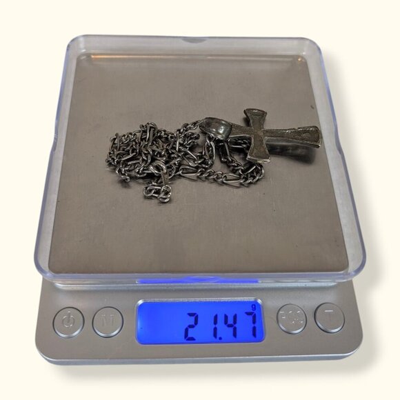 (2/$20) Figaro Chain Cross Pendant Necklace - Picture 7 of 7